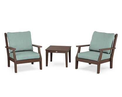 Country Living Wovendale 3-Piece Deep Seating Set in Mahogany / Glacier Spa