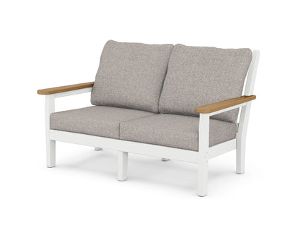 POLYWOOD® Chippendale Deep Seating Loveseat in White / Natural / Weathered Tweed