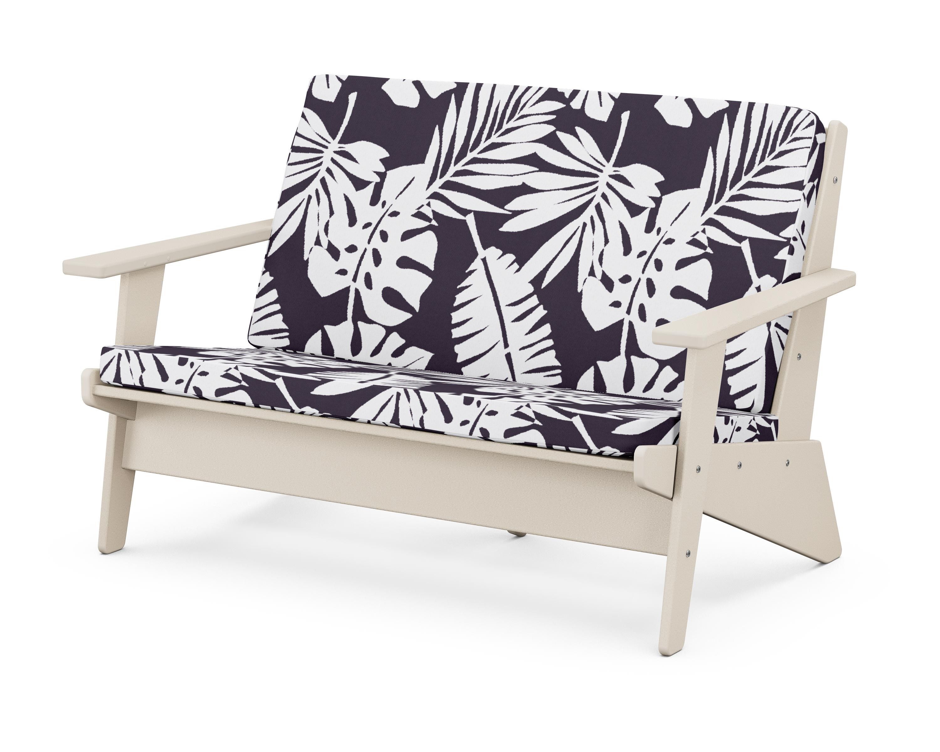 POLYWOOD® Riviera Modern Lounge Loveseat in Sand / Leaf Navy