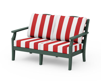 Draper James™ by  POLYWOOD® Savannah Deep Seating Loveseat in Green / Cabana Stripe Crimson