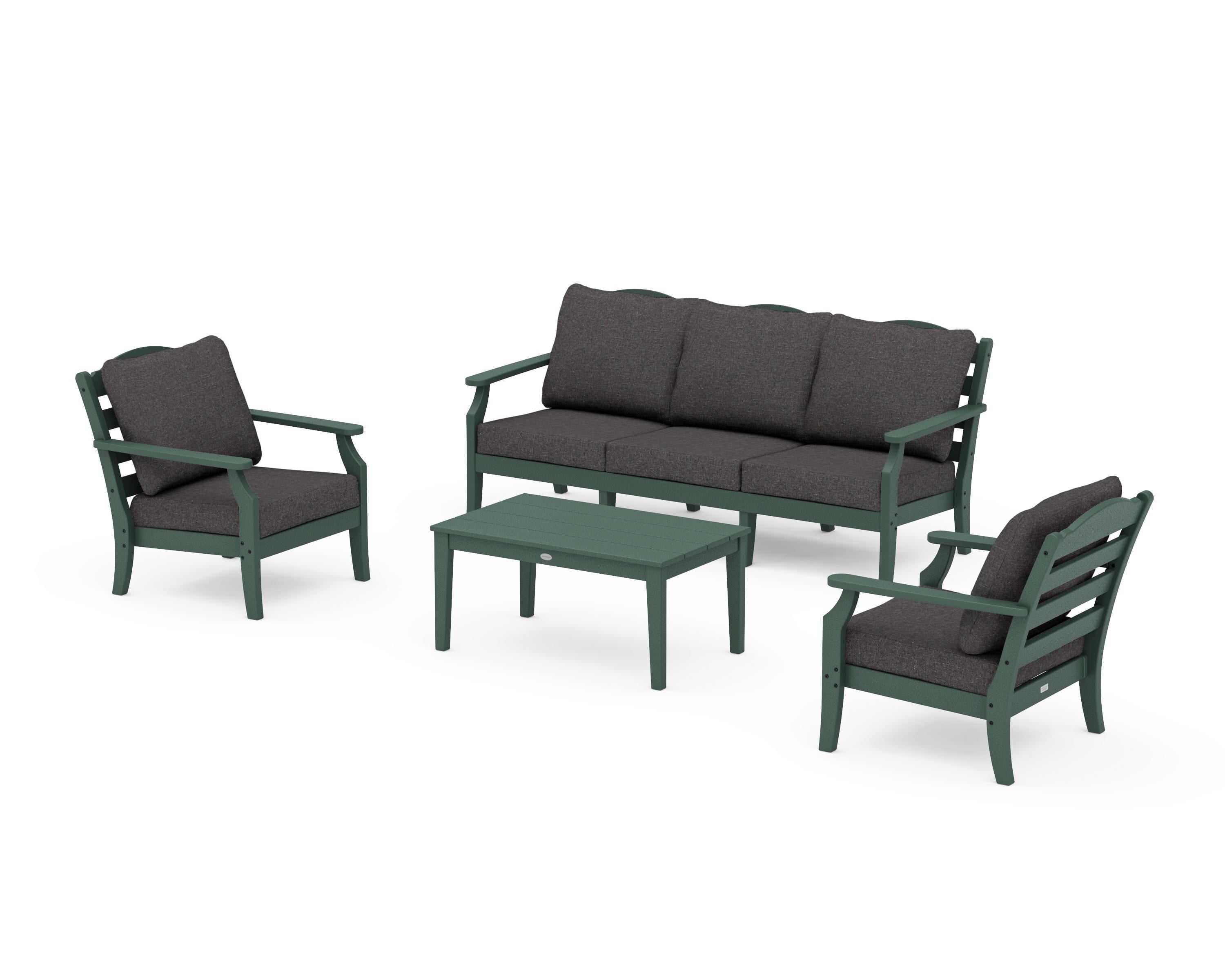 Draper James™ by  POLYWOOD® Savannah 4-Piece Deep Seating Set with Sofa in Green / Ash Charcoal