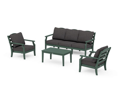 Draper James™ by  POLYWOOD® Savannah 4-Piece Deep Seating Set with Sofa in Green / Ash Charcoal