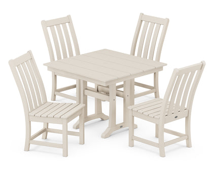 POLYWOOD® Vineyard 5-Piece Farmhouse Trestle Side Chair Dining Set in Sand
