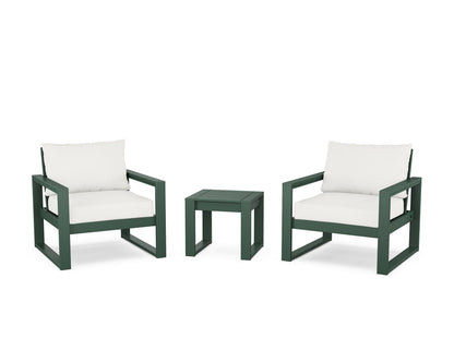POLYWOOD® EDGE Sectional 3-Piece Deep Seating Set in Green / Natural Linen