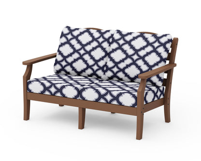 Draper James™ by  POLYWOOD® Savannah Deep Seating Loveseat in Teak / Trellis Navy