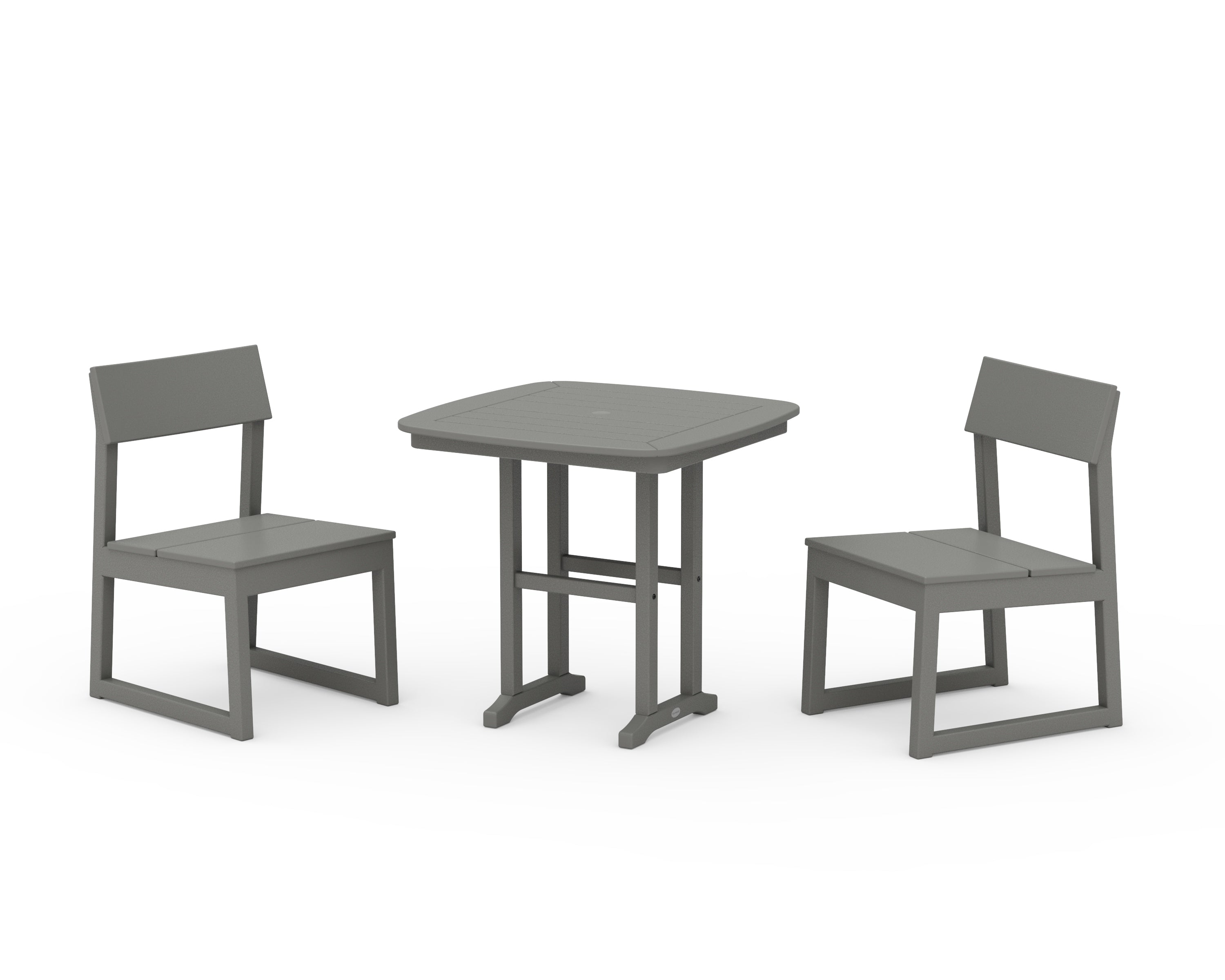 POLYWOOD® EDGE Side Chair 3-Piece Dining Set in Slate Grey