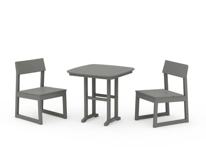 POLYWOOD® EDGE Side Chair 3-Piece Dining Set in Slate Grey