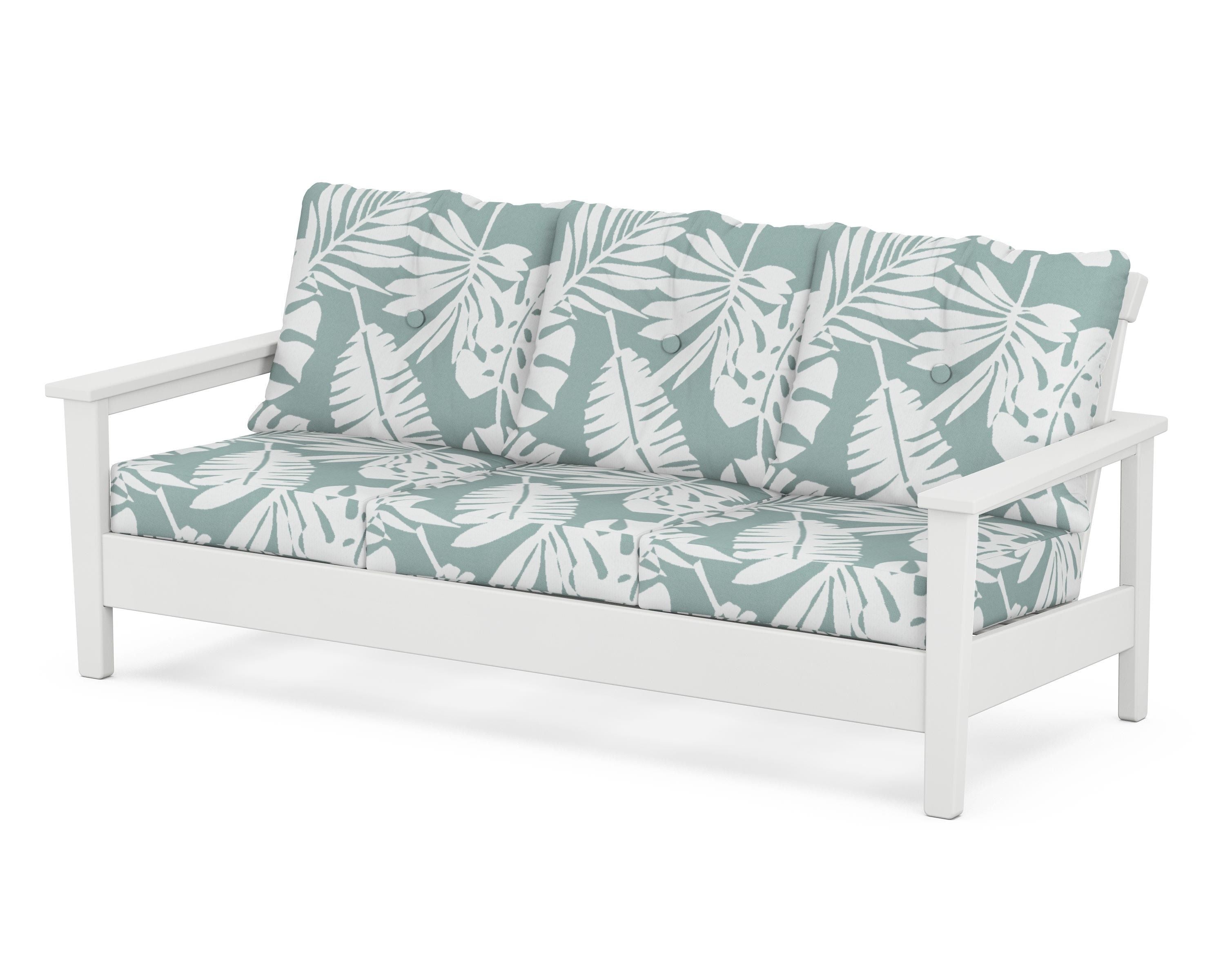 POLYWOOD® Prescott Deep Seating Sofa in White / Leaf Glacier Spa