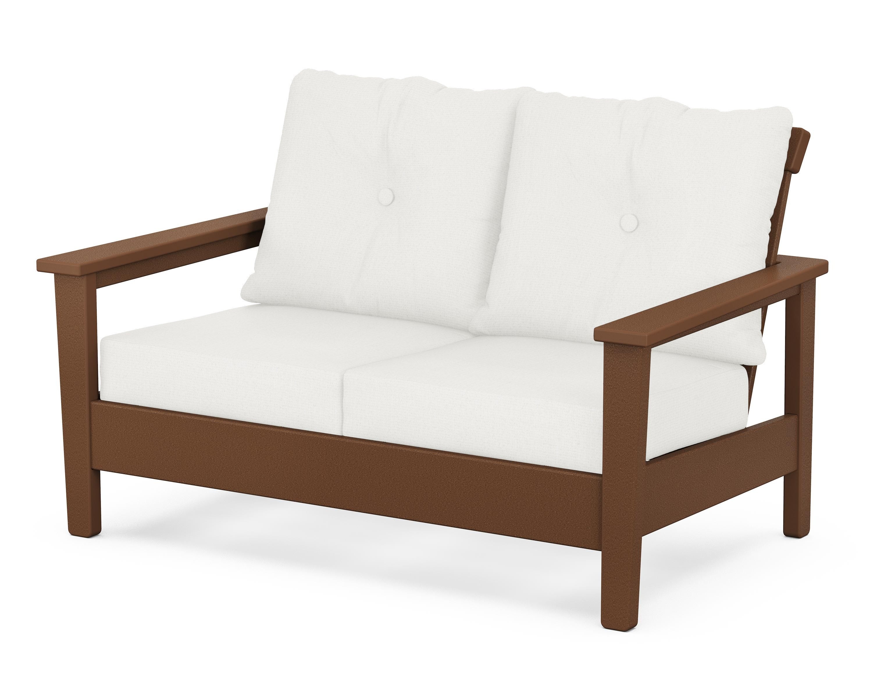 POLYWOOD® Prescott Deep Seating Loveseat in Teak / Natural Linen