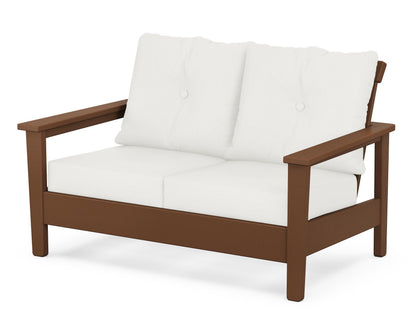 POLYWOOD® Prescott Deep Seating Loveseat in Teak / Natural Linen