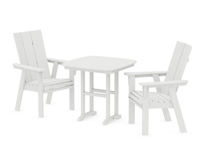 POLYWOOD® Modern Adirondack 3-Piece Dining Set in White