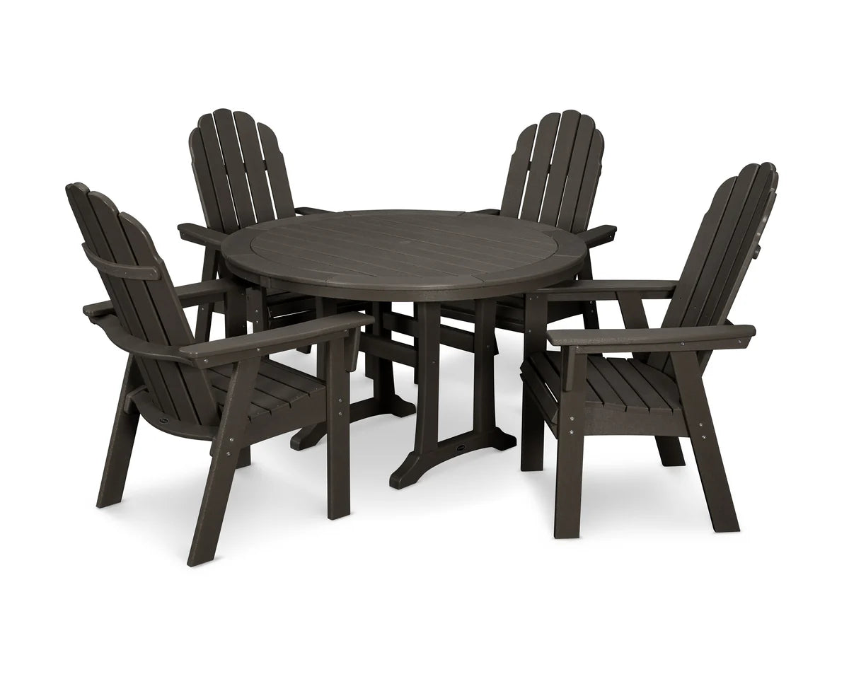 Vineyard Curveback Adirondack 5-Piece Nautical Trestle Dining Set