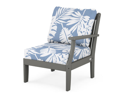 POLYWOOD® Braxton Modular Right Arm Chair in Slate Grey / Leaf Sky Blue