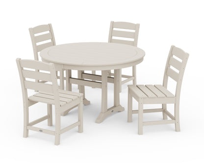 POLYWOOD® Lakeside Side Chair 5-Piece Round Dining Set With Trestle Legs in Sand