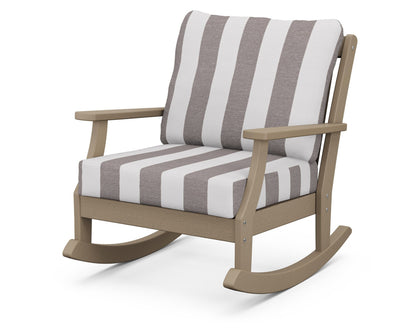 POLYWOOD® Braxton Deep Seating Rocking Chair in Vintage Sahara / Cabana Stripe Grey Mist