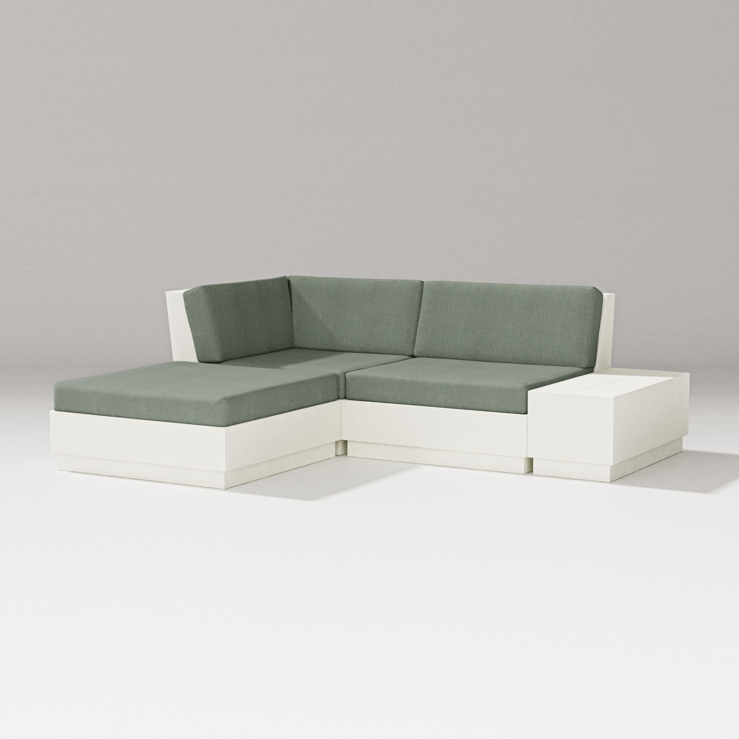PW Designer Series Elevate Loveseat Sectional with Chaise in Vintage White / Cast Sage