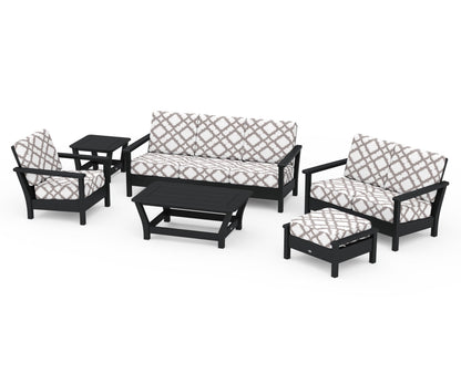 POLYWOOD® Harbour 6-Piece Outdoor Living Set in Black / Trellis Grey Mist