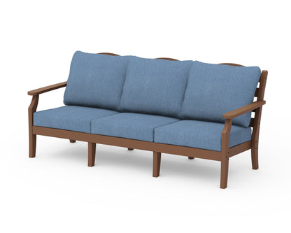 Draper James™ by  POLYWOOD® Savannah Deep Seating Sofa in Teak / Sky Blue