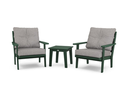 POLYWOOD® Lakeside 3-Piece Deep Seating Chair Set in Green / Grey Mist