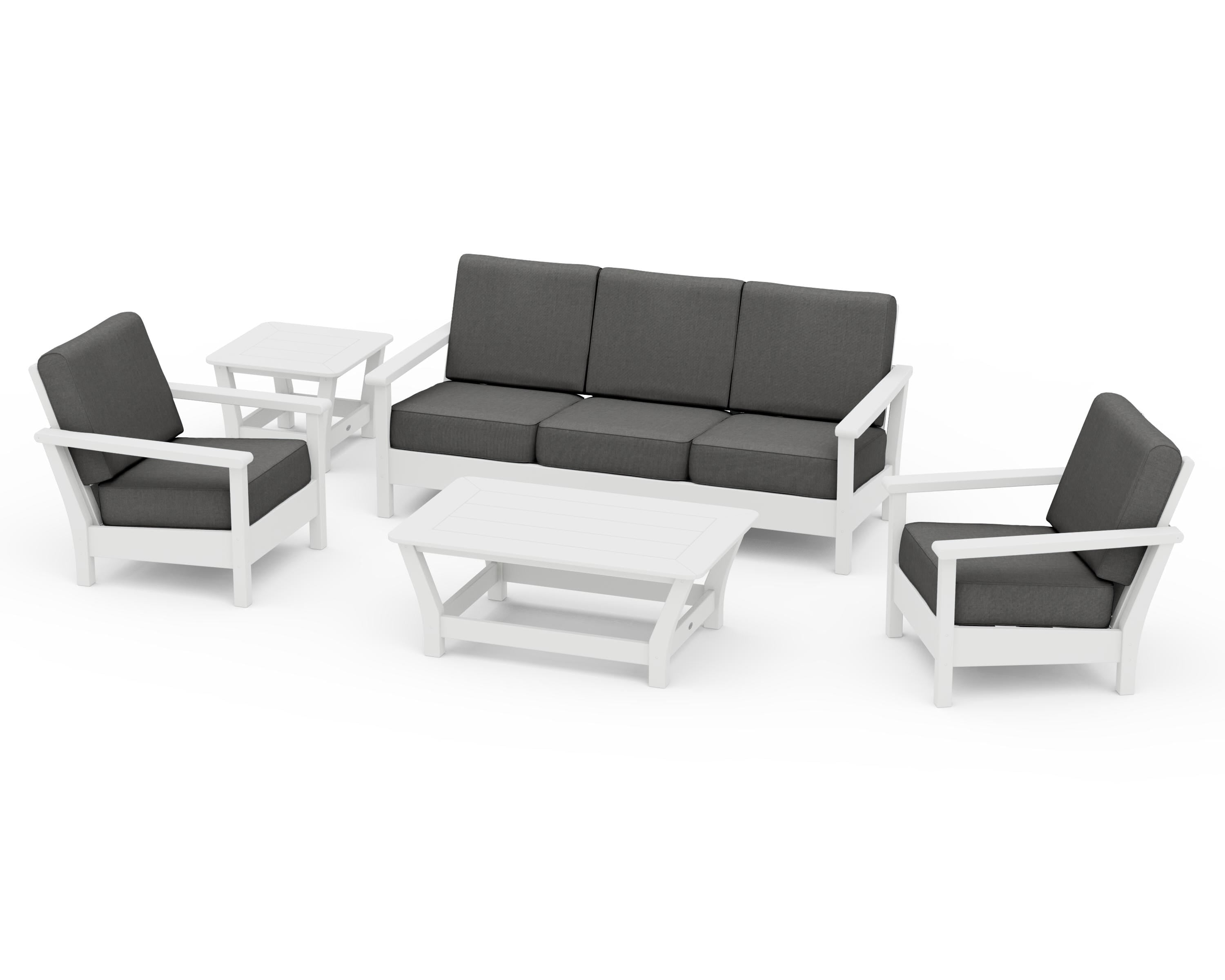 POLYWOOD® Harbour 5-Piece Deep Seating Set in White / Spectrum Carbon