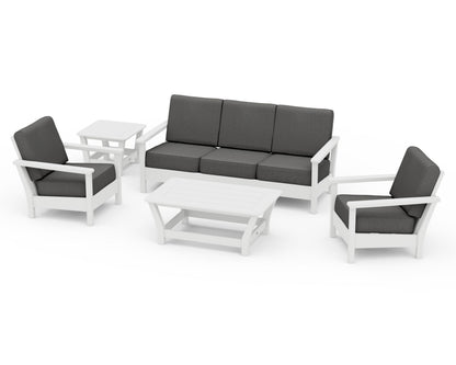 POLYWOOD® Harbour 5-Piece Deep Seating Set in White / Spectrum Carbon