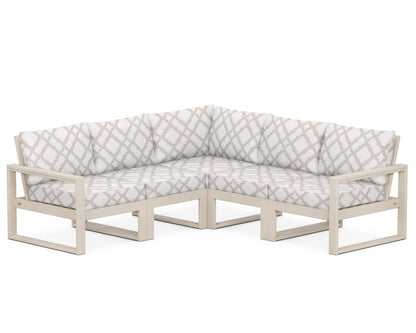 POLYWOOD® EDGE 5-Piece Modular Deep Seating Set in Sand / Trellis Dune Burlap