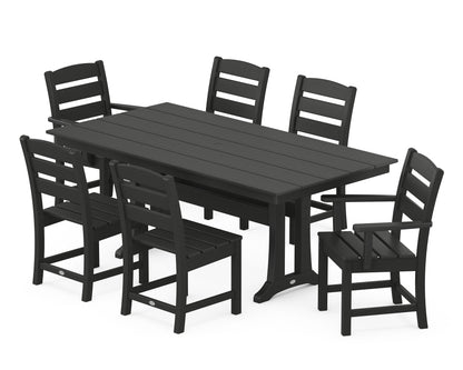 POLYWOOD® Lakeside 7-Piece Farmhouse Dining Set with Trestle Legs in Black