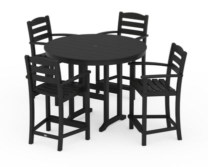 POLYWOOD® La Casa Café 5-Piece Round Farmhouse Counter Set in Black