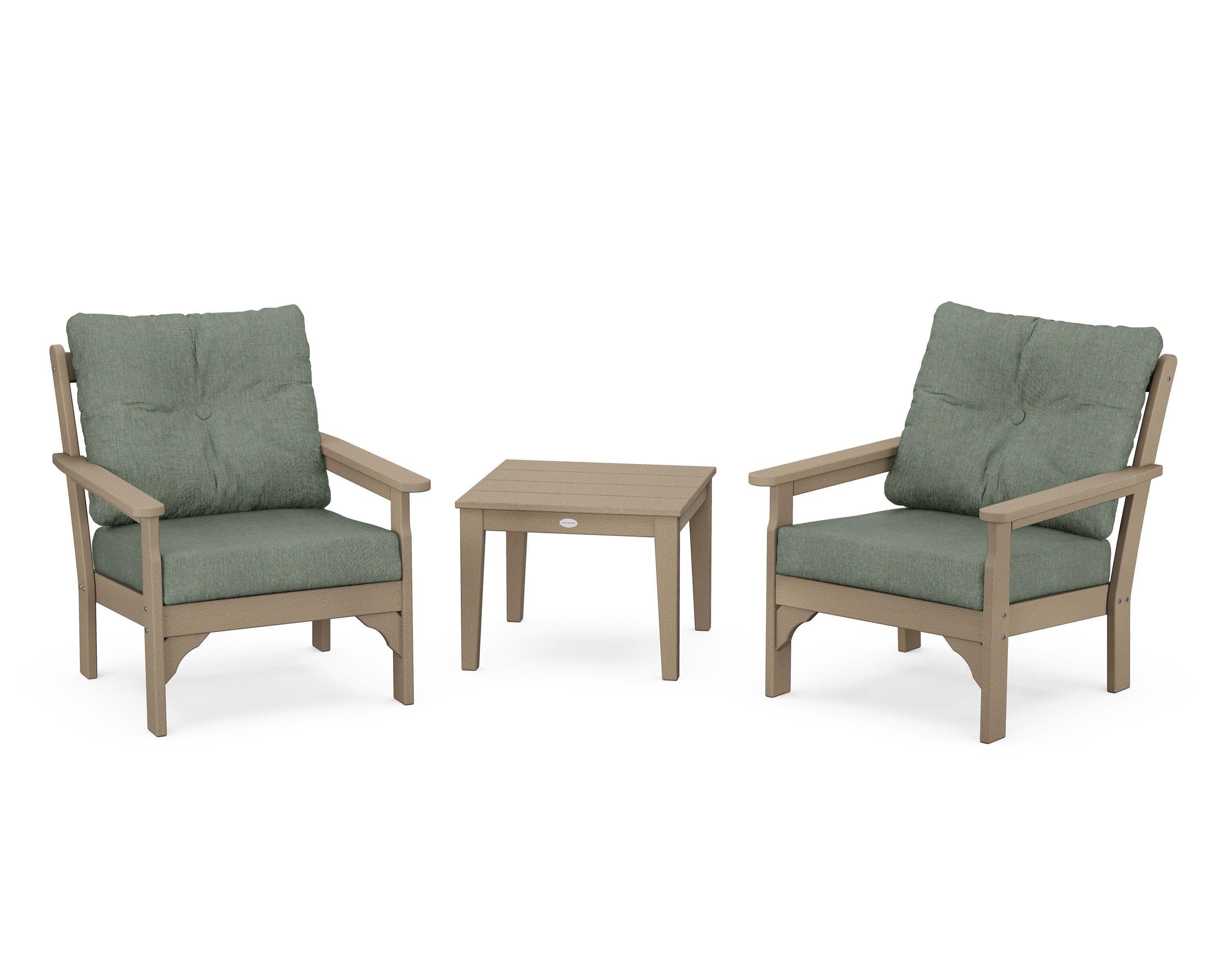 POLYWOOD® Vineyard 3-Piece Deep Seating Set in Vintage Sahara / Cast Sage