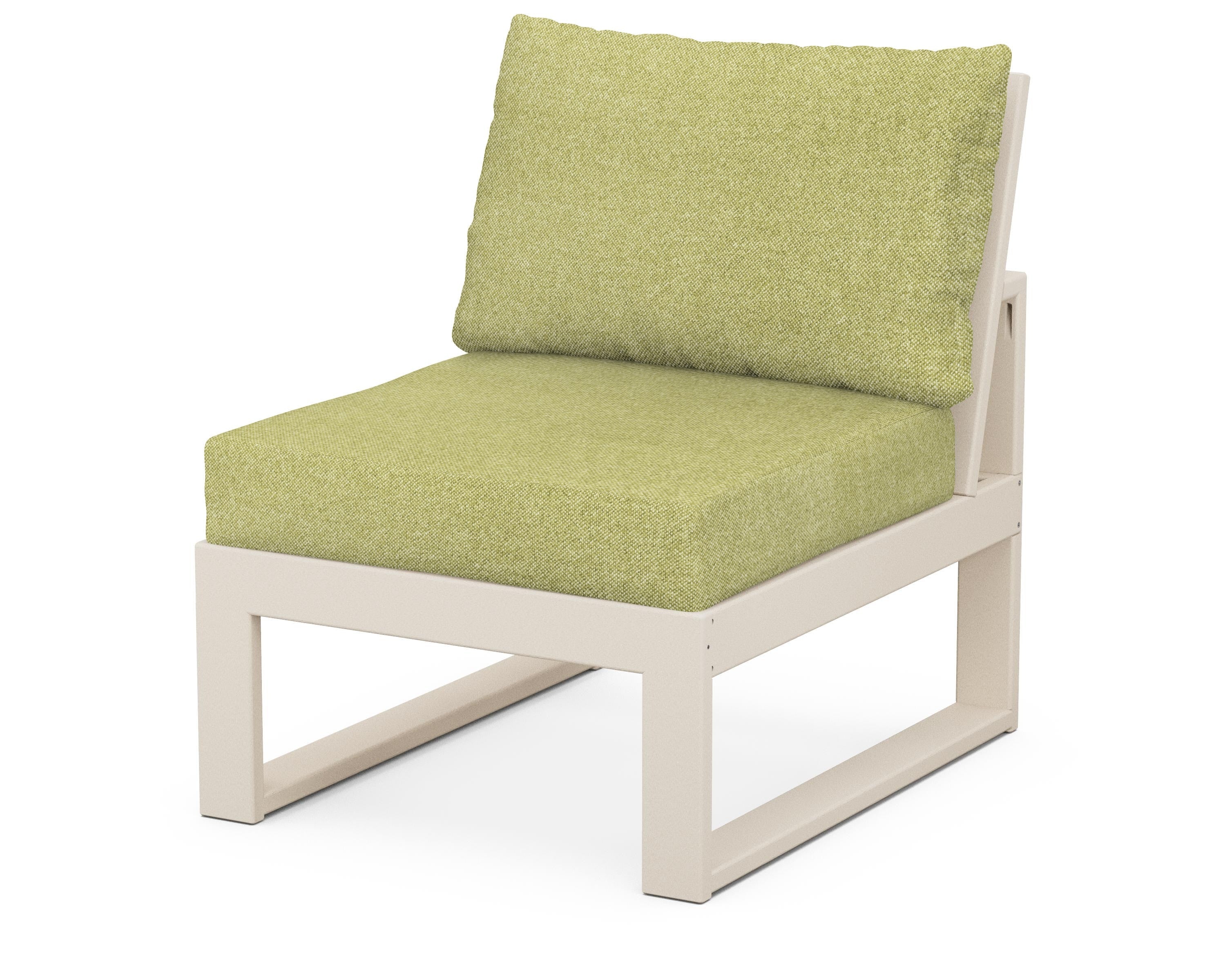 Unbranded Modular Armless Chair in Sand / Chartreuse Boucle