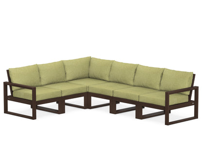 POLYWOOD® EDGE 6-Piece Modular Deep Seating Set in Mahogany / Chartreuse Boucle