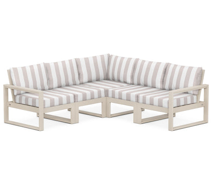 POLYWOOD® EDGE 5-Piece Modular Deep Seating Set in Sand / Cabana Stripe Dune Burlap