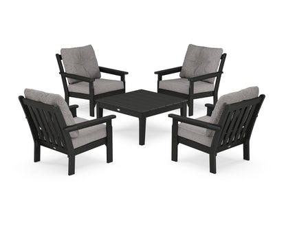 POLYWOOD® Vineyard 5-Piece Deep Seating Conversation Set in Black / Grey Mist