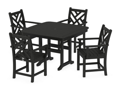 POLYWOOD® Chippendale 5-Piece Dining Set with Trestle Legs in Black