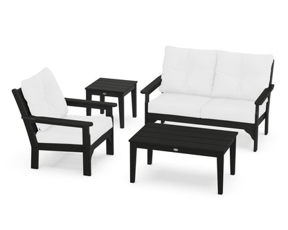 POLYWOOD® Vineyard 4-Piece Deep Seating Set in Black / Natural