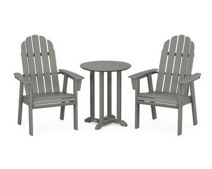 POLYWOOD® Vineyard Adirondack 3-Piece Round Bistro Dining Set in Slate Grey