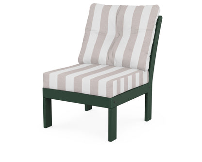 POLYWOOD® Vineyard Modular Armless Chair in Green / Cabana Stripe Dune Burlap