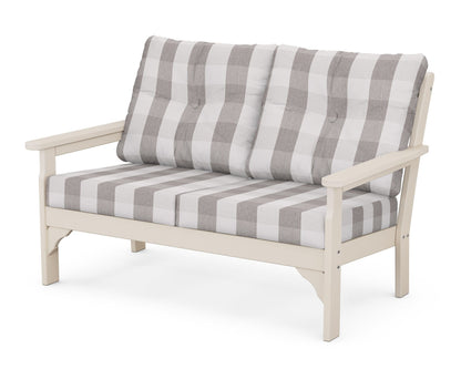 POLYWOOD® Vineyard Deep Seating Loveseat in Sand / Buffalo Plaid Grey Mist