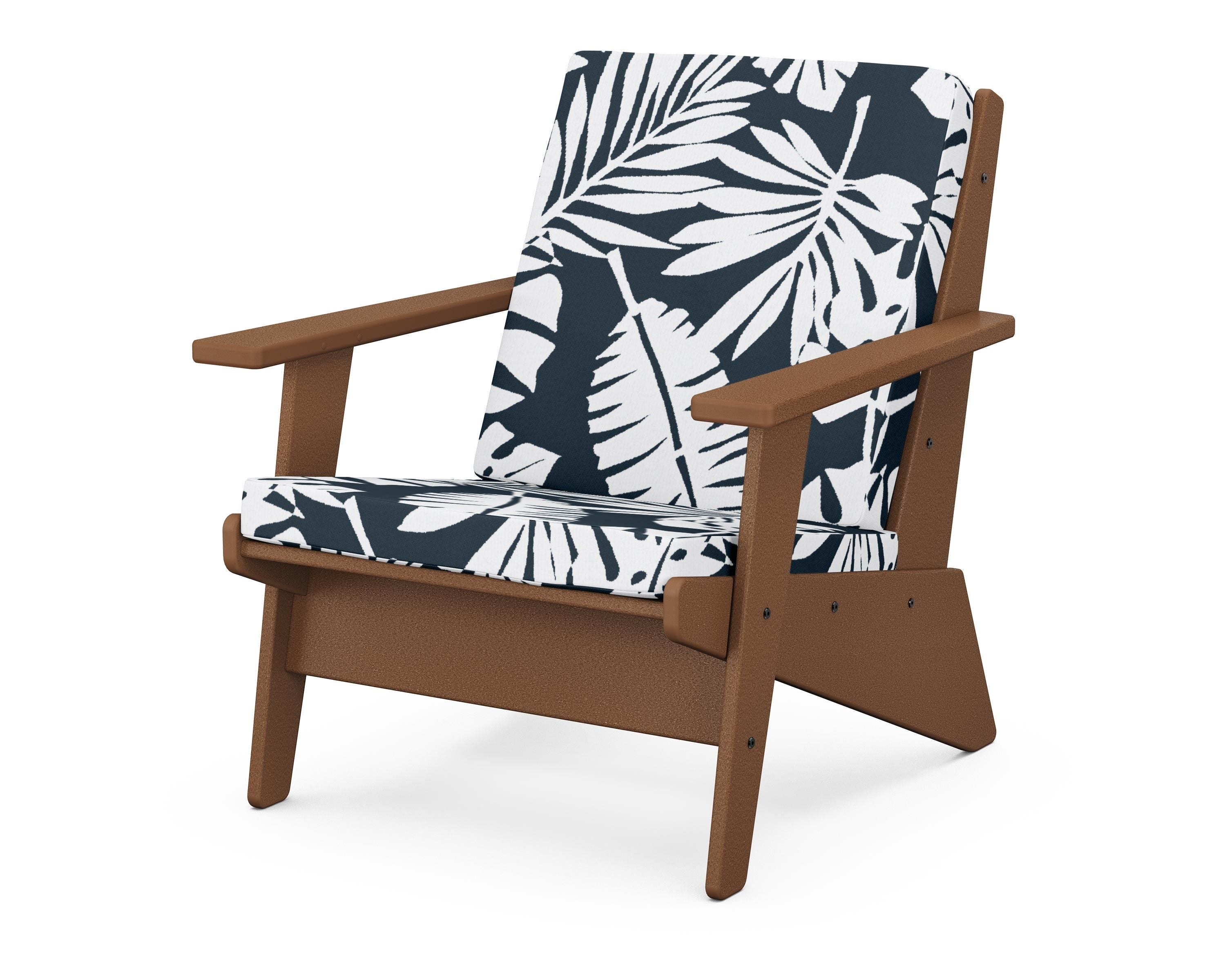 POLYWOOD® Riviera Modern Lounge Chair in Teak / Leaf Marine Indigo