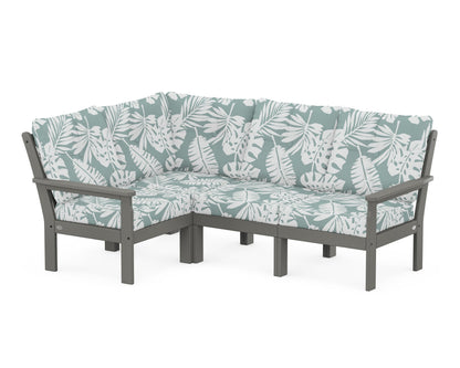 POLYWOOD® Vineyard 4-Piece Sectional in Slate Grey / Leaf Glacier Spa