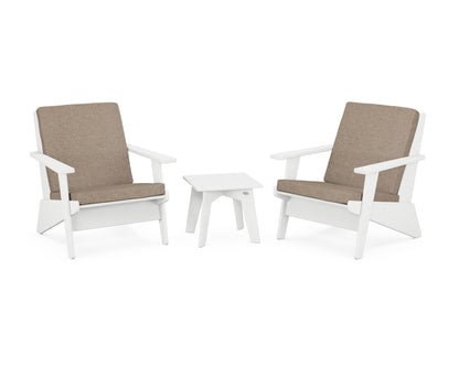 POLYWOOD® Riviera Modern Lounge 3-Piece Set in White / Spiced Burlap