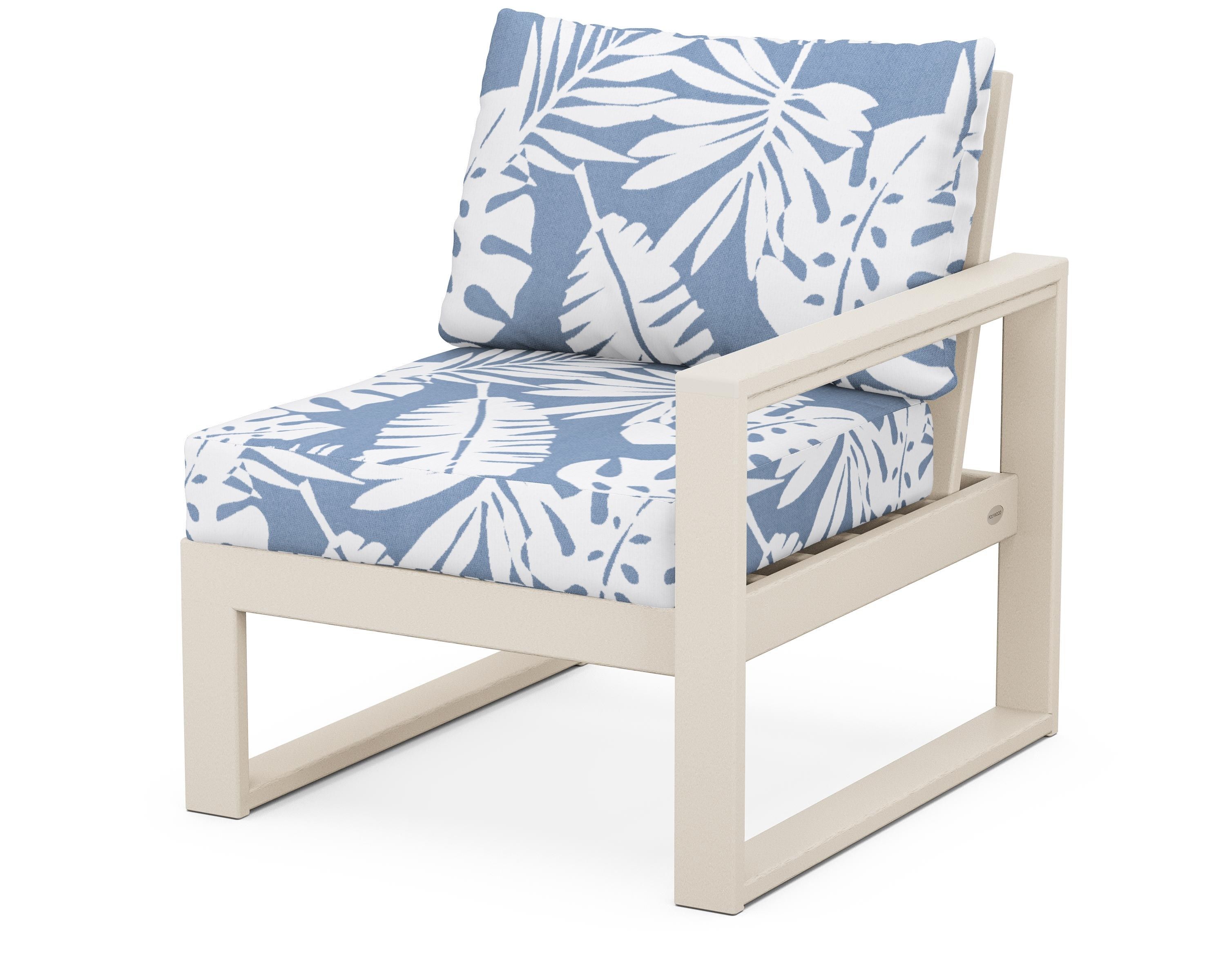 POLYWOOD® EDGE Modular Right Arm Chair in Sand / Leaf Sky Blue