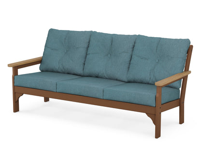 POLYWOOD® Vineyard Deep Seating Sofa in Teak / Natural / Ocean Teal