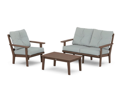 POLYWOOD® Prairie 3-Piece Deep Seating Set with Loveseat in Mahogany / Spa
