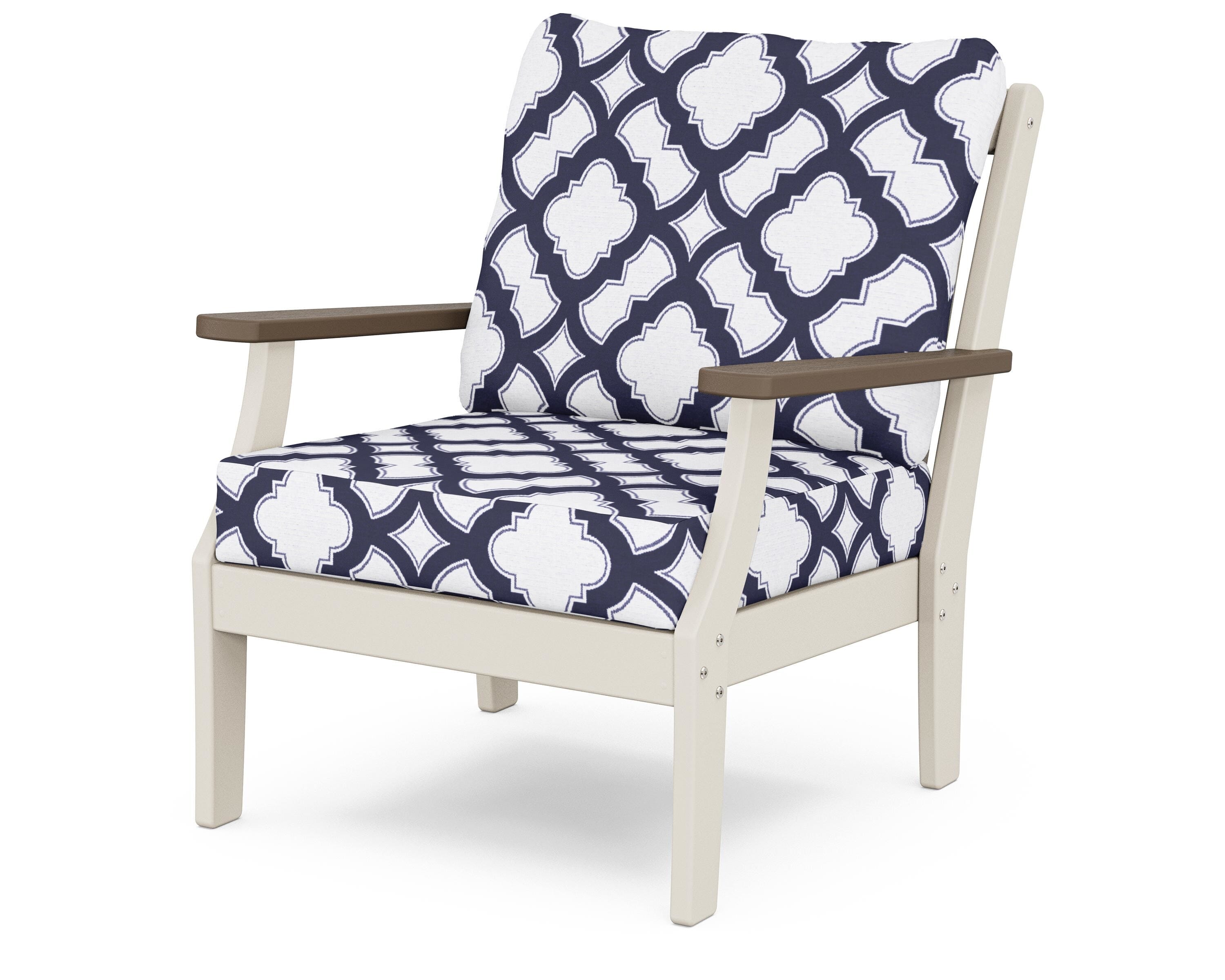 POLYWOOD® Braxton Deep Seating Chair in Sand / Kona / Trellis Navy