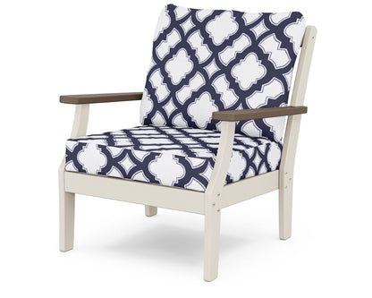 POLYWOOD® Braxton Deep Seating Chair in Sand / Kona / Trellis Navy