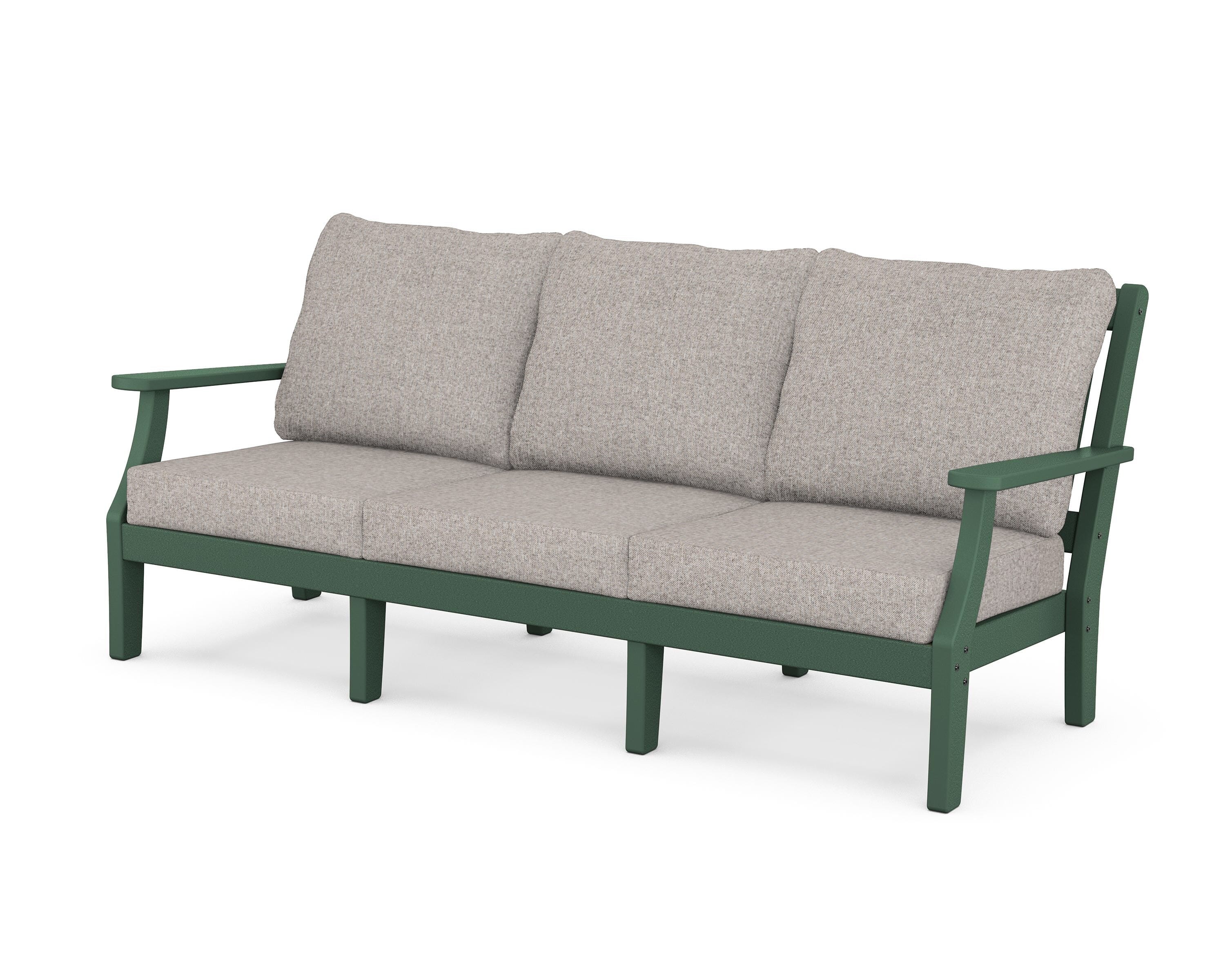 Martha Stewart by POLYWOOD® Chinoiserie Deep Seating Sofa in Green / Weathered Tweed