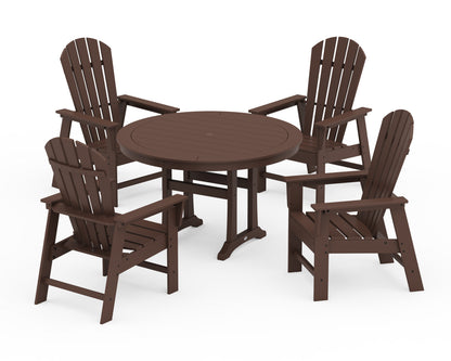 POLYWOOD® South Beach 5-Piece Round Dining Set with Trestle Legs in Mahogany