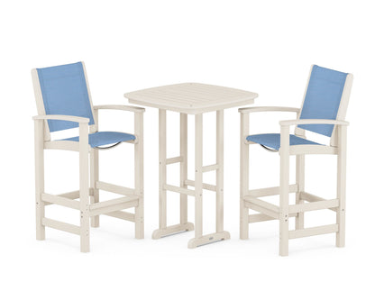 POLYWOOD® Coastal 3-Piece Bar Set in Sand / Poolside Sling