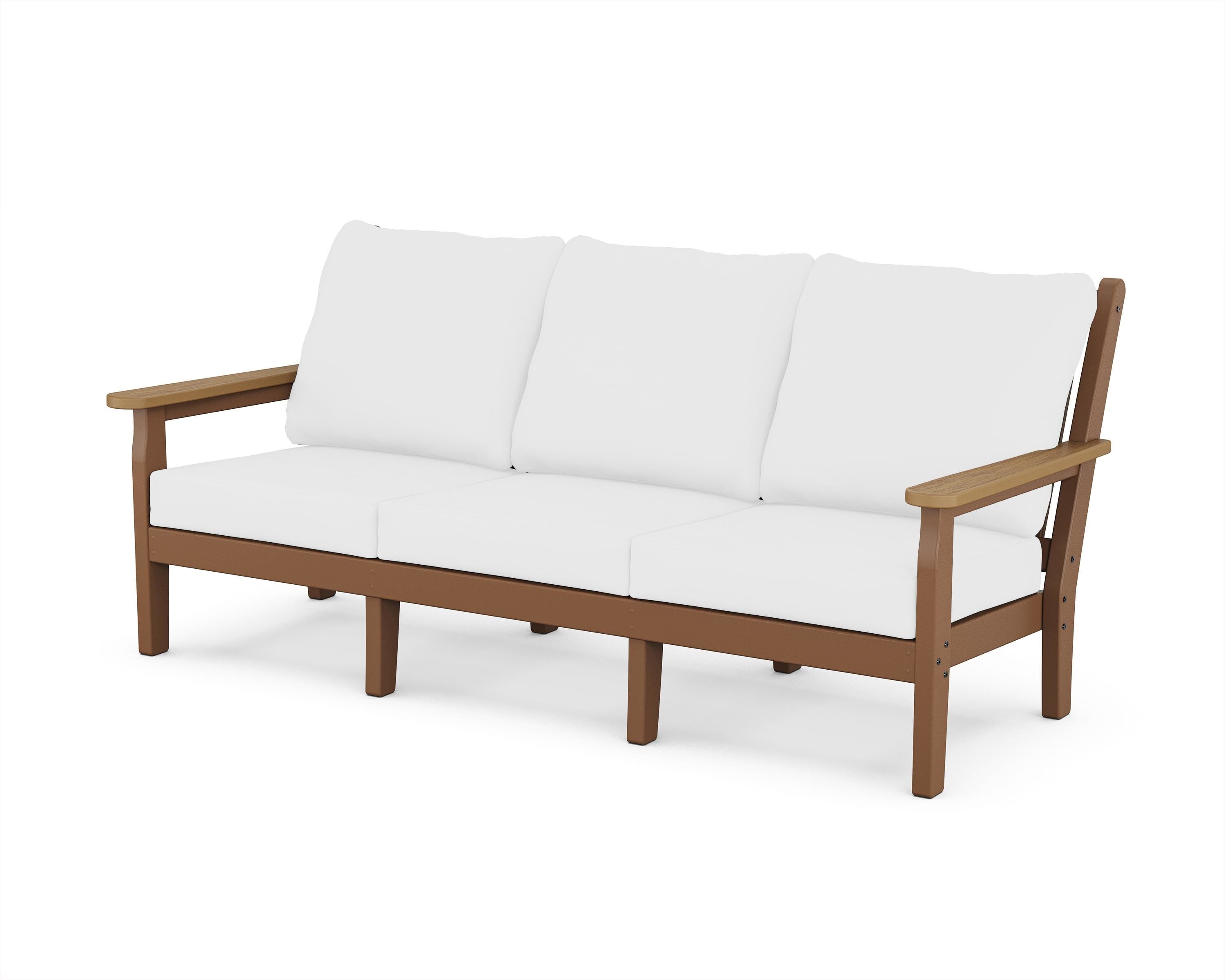 POLYWOOD® Chippendale Deep Seating Sofa in Teak / Natural / Natural